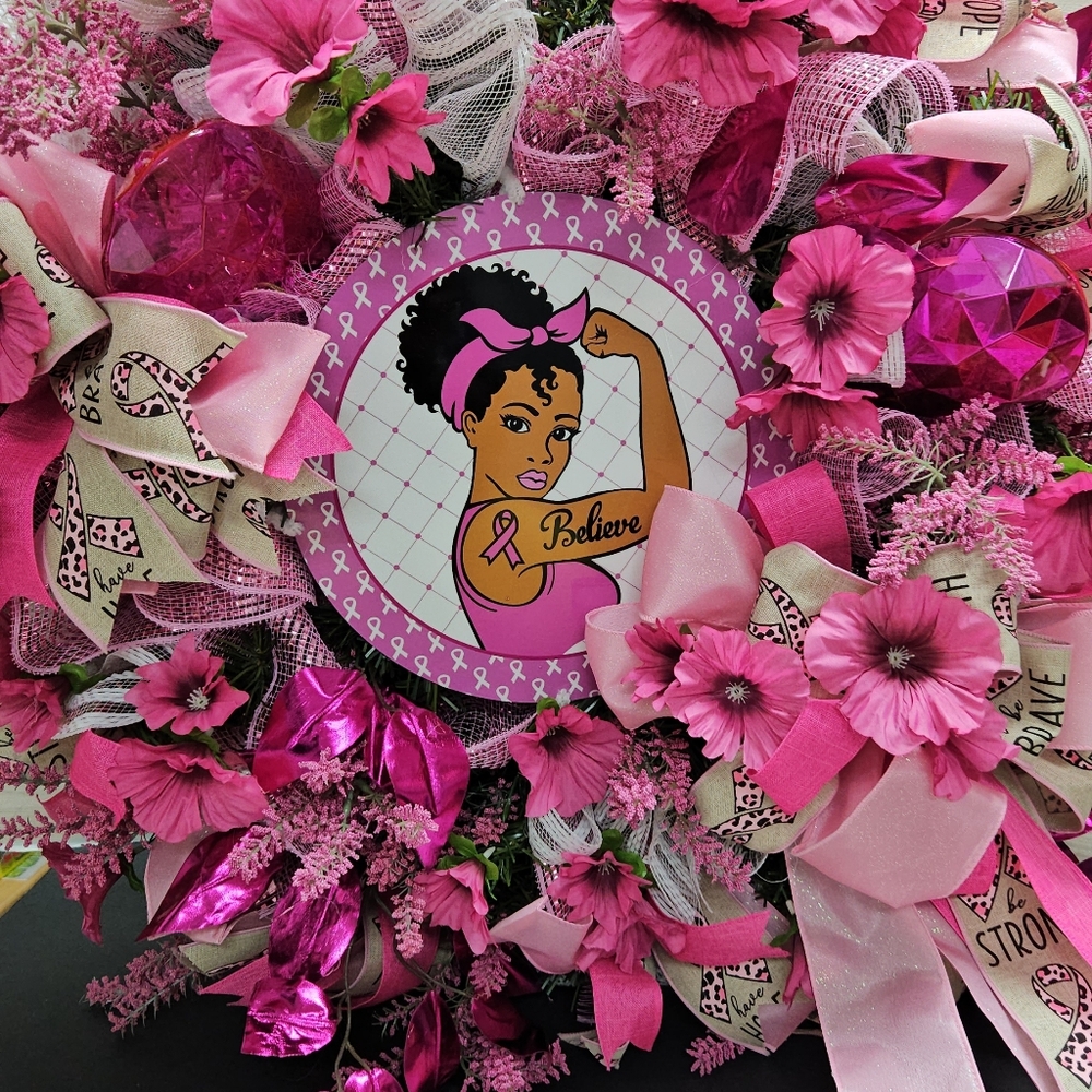 Pink Floral Believe Wreath